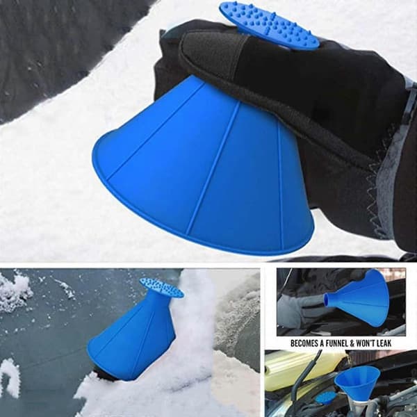 Ice Scraper Magic Ice Scrapers for Car Windshield Windscreen Ice Cone Refueling Funnel Snow Shovel Wiper Brush Round Scraper Removal (4 pcs)