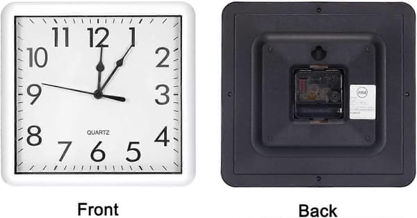 9x9 Inch Wall Clock, Quartz Battery Operated Silent Non-Ticking Square Wall Clocks, White