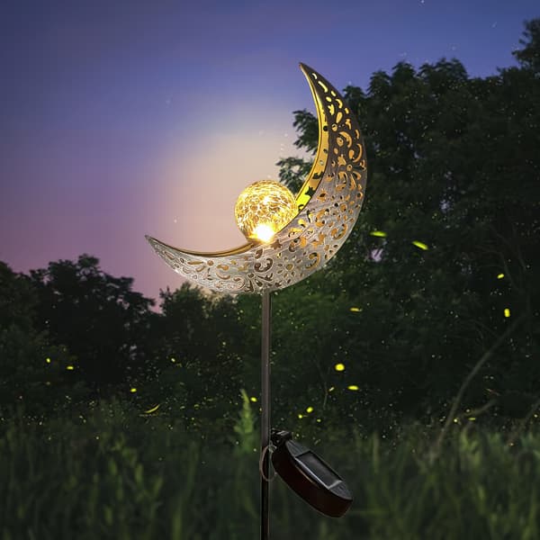 Måne Solcellelampe IP65 Halvmåne med Glødende Kule Varmhvit Warm White