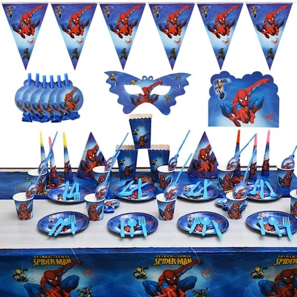 Superhelt Spiderman-tema barnebursdag tilbehør serviett kopp bursdagsfest dekorasjonssett 7\" papptallerken (10 stk)