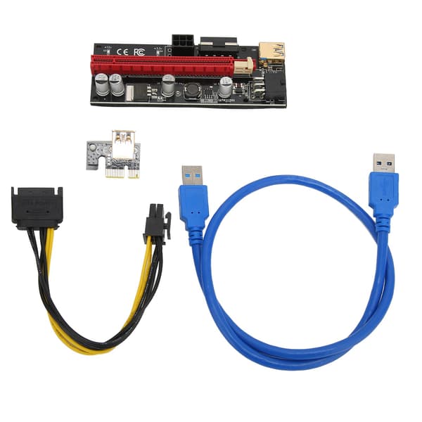PCIE 1X til 16X Riser-kort 4 solide kondensatorer 6 PIN-interface USB-kabel Fast spænde design PCIE GPU Riser Express-kabel Blå