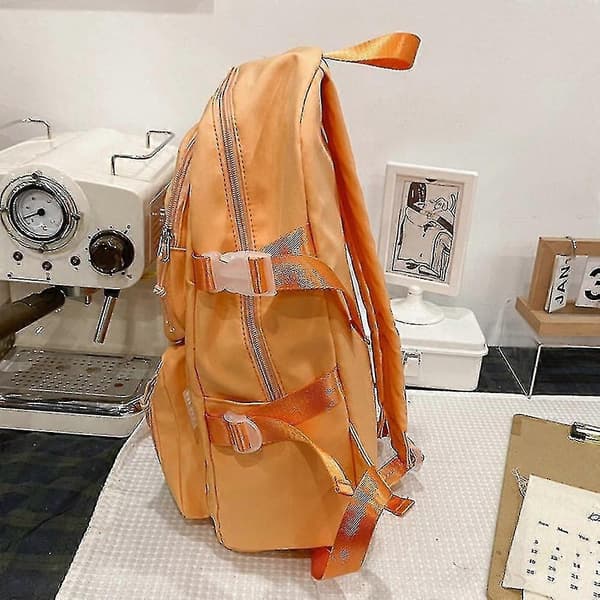 Gennemsigtig rygsæk skoletaske orange nylon