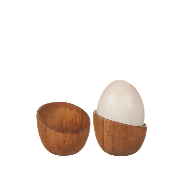Eggekopp Teak 2-pakning Håndlaget Bali – Different Design Brun brown