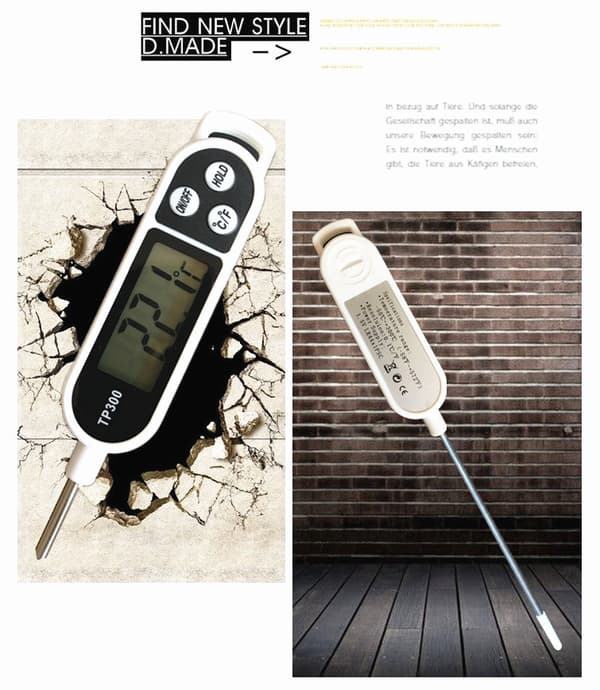 Blå universell digital kökstermometer, matprob med hög noggrannhet, kompakt digital termometer, köksredskap