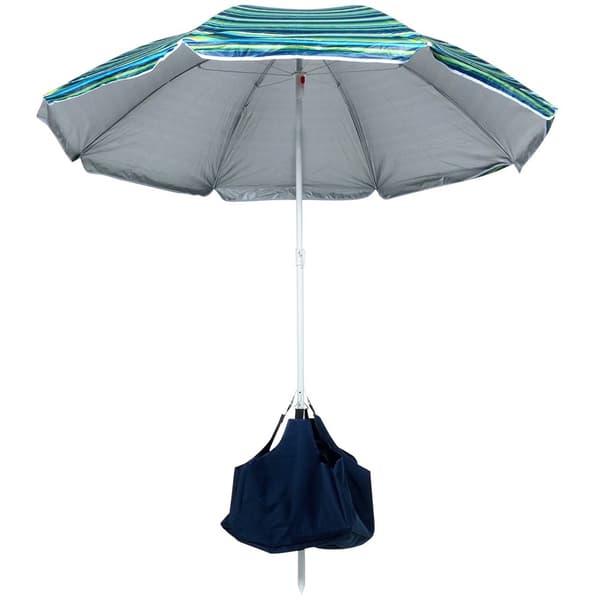 Strandparasoll med justerbar helling og solbeskyttelse