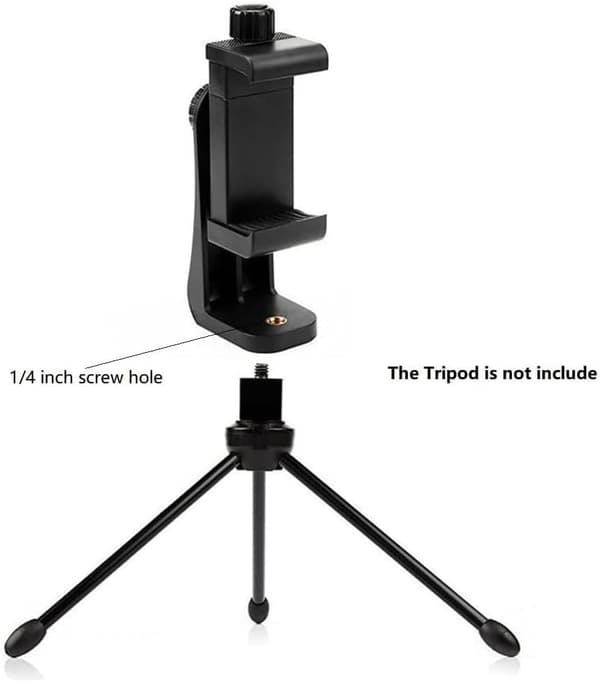 Kiuiom Universal Smartphone Tripod-holder, 360° roterbar, kompatibel med standardskruer, til Android & iPhone