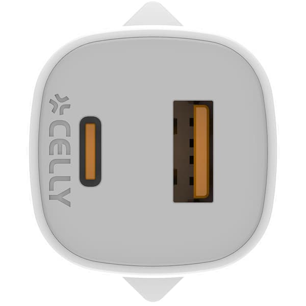 Celly USB-lader GaN 25W 1x USB-A + 1x USB-C PD Hvit Vit