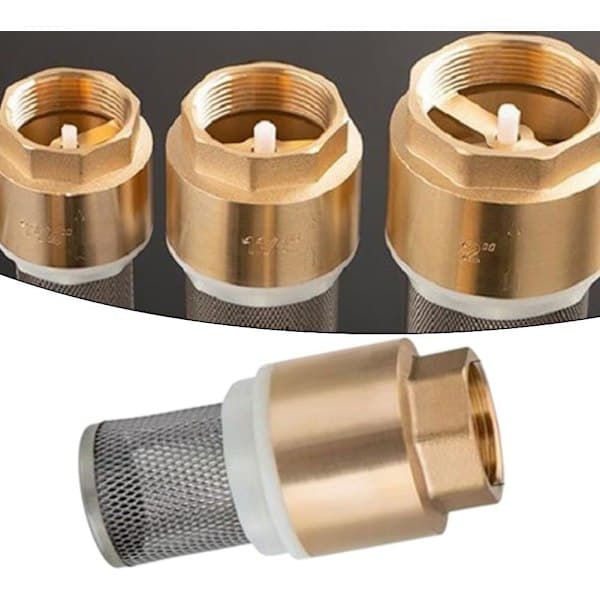 Brass Foot Valve, Copper Water Pump Inlet Pipe Filter Thread Filter Vertical Check Valve, Improves Water Pumping Efficiency DN25 DN25