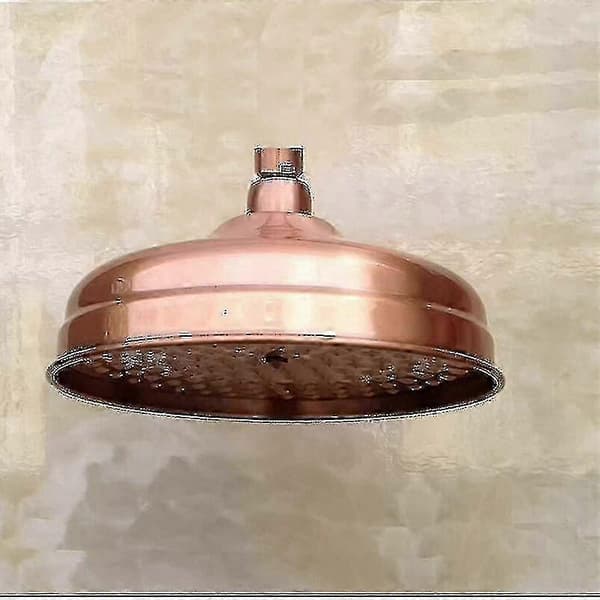 Copper Shower Head, 8 Inch Diameter High Pressure Fixed Shower Head with Adjustable Angle, Rain Shower Head - Gold.