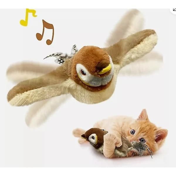 Electronic Interactive Flying Bird Cat Toy Hanging Pet Flapping Wings Sparrow