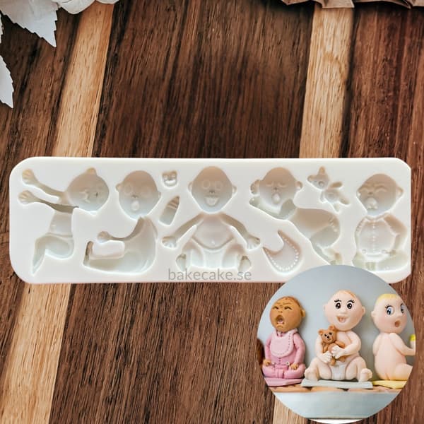 Babyfigur Silikoneform til Kagedekoration Varm vit white