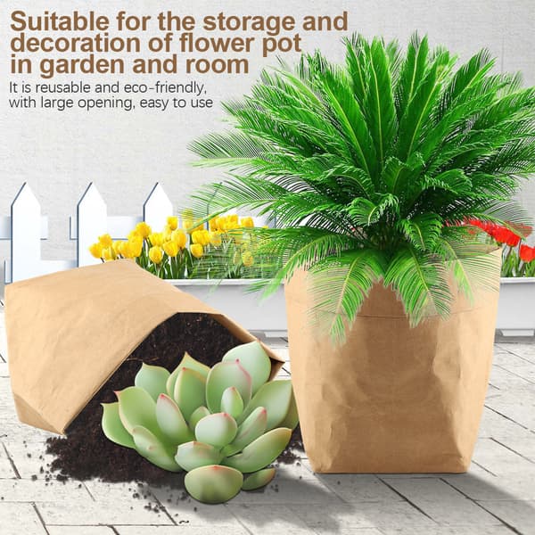 Kraft Paper Pot Cover 25x25x40cm Multifunctional Storage Bag-FX-