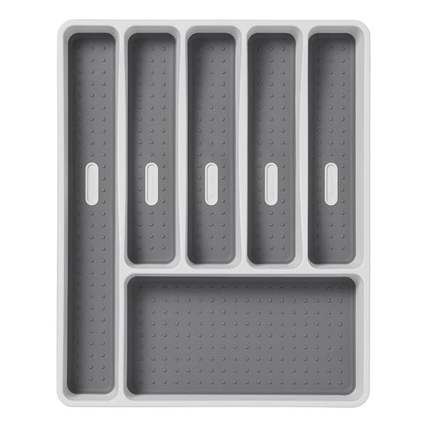 Bestickbricka 40,5 x 32,5 x 4,5 cm PP+TPR Vit med grå antislipyta