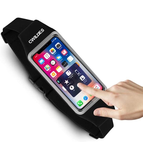 Waterproof waist bag, double pockets with touch screen window for iPhone