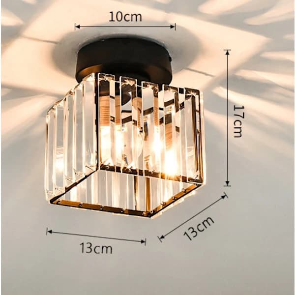 Nordic Black Crystal Ceiling Lamp with Square Design for Bedroom