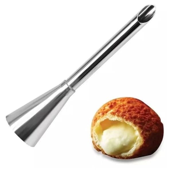 Lang sprøjtetylle til glasur, kage, muffins, sukkerkunst, dekorationsværktøj, rustfrit stål, sølv