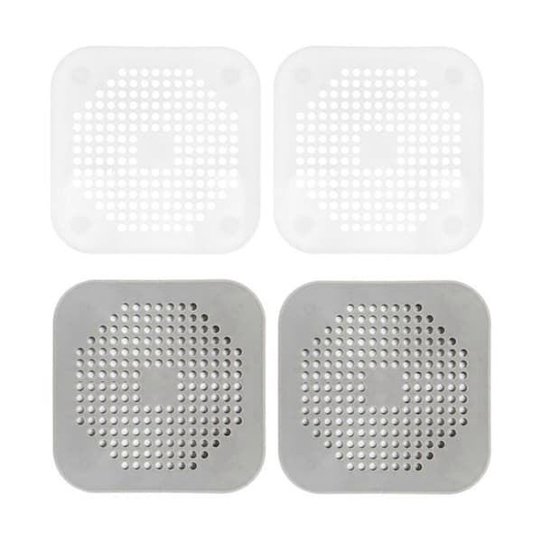 Versatile Drain Protector, Premium Square Drain Cover, Flat Silicone Plug with Suction Cup Strainer for Shower and Kitchen Drain Protection