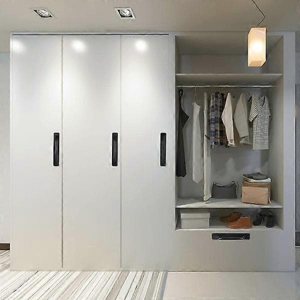 Selvklæbende direkte skabsgreb skuffegreb, 2-pak sorte aluminiumslegering køkkendørgreb tryk-træk til badeværelse, garderobe, walk-in closet, kommode