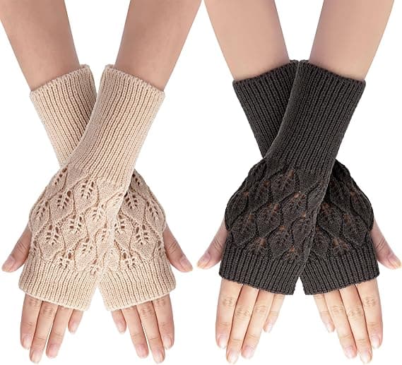 2 par fingerløse handsker vinter termiske handsker halvfingerhandsker