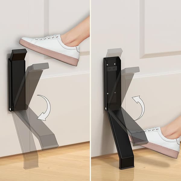2 stk. Dørstopp Dørholder Kick-down Pedal Svart Ingen Boring