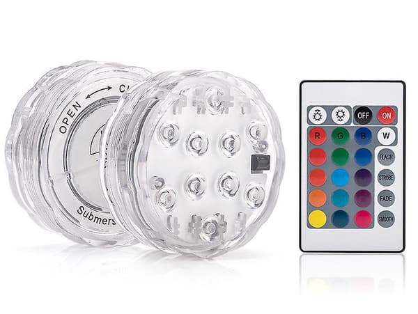 Colorful LED Diving Lights with Remote Control for Pool and Aquarium Lighting, 2-pack