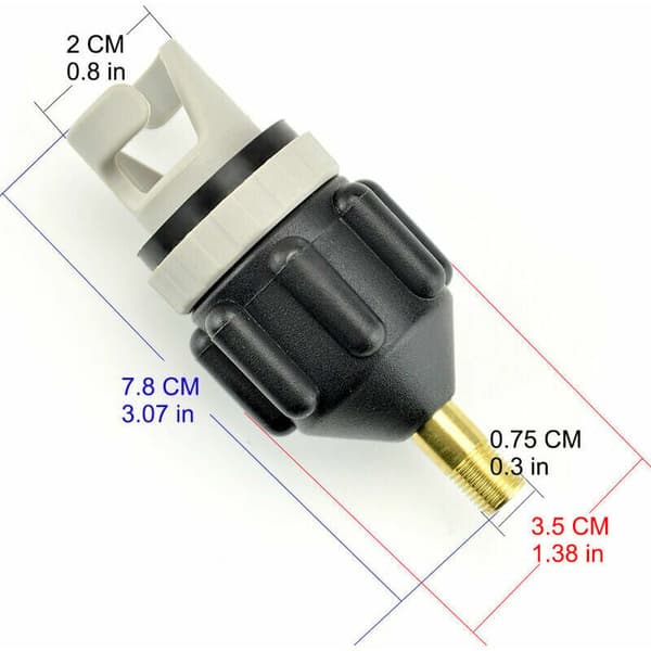 Adapter for oppblåsingsventil for kajakker og surfebrett