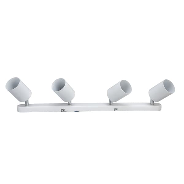 GU10 Lamp Holder 4-Head Rotating Ceiling Spotlight, White, for Dining Room Gallery Showcase