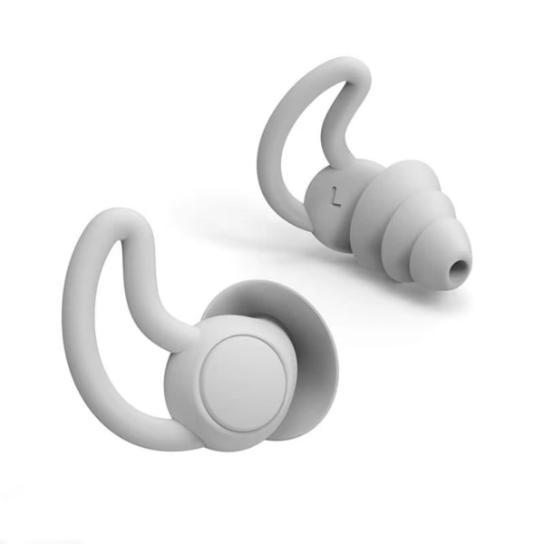 Noise Cancelling Earplugs for Sleeping, Noise Reduction Earplugs, Reusable Soft Silicone Earplugs, Noise Sensitivity and Flying, 40dB Noise Reduction Gray 2 layers