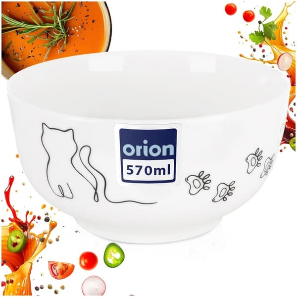 Skål för katt i porslin, 13 cm, 550 ml, diskmaskinssäker