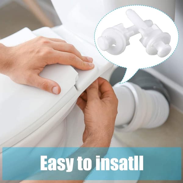 Replacement Toilet Seat Screws, Plastic Hinge Bolts with Nuts and Washers, White, 4 Pcs