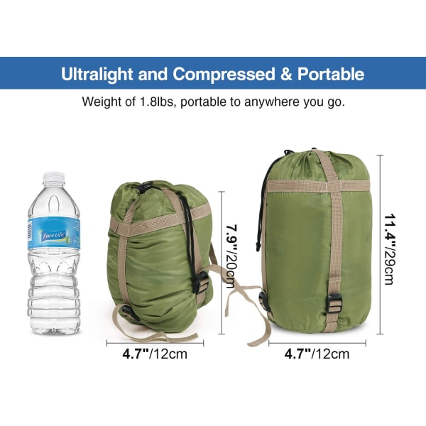Ultraletvægts sovepose til backpacking, komfort til voksne i varmt vejr, til backpacking, camping og vandreture Brown
