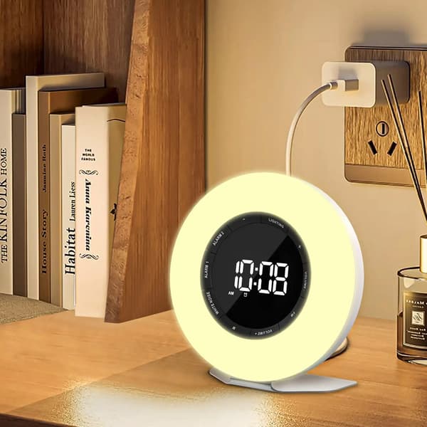 Herätyskello herätysvalolla ja FM-radiolla Vit LED