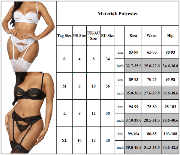 Sexigt underklädesset för damer Spets Push Up BH Underkläder Sovkläder Vit Vit White L White L