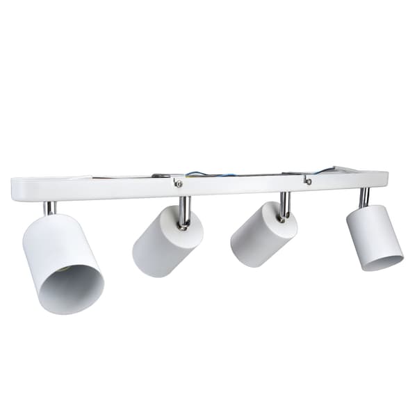 GU10 Lamp Holder 4-Head Rotating Ceiling Spotlight, White, for Dining Room Gallery Showcase
