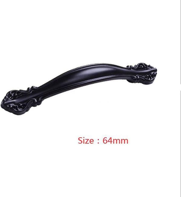 Vintage Cabinet Handles - 6 Pcs, Black, Antique Arch Pulls, 64mm Hole Spacing