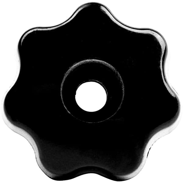 5 stjerneknapper med svart håndtak, gjengediameter 8 mm, hodediameter 40 mm