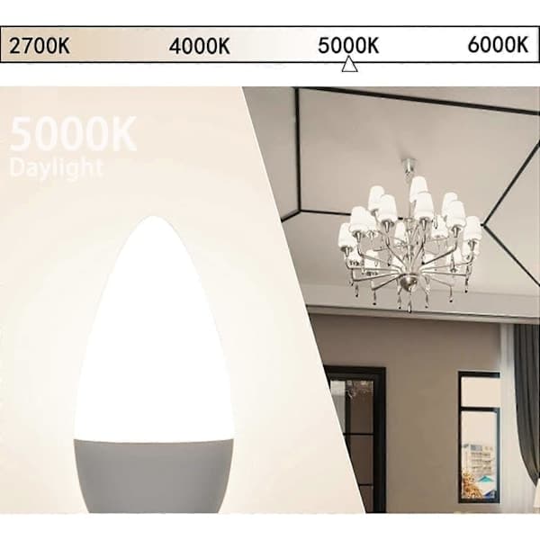 6-pak E12 LED-pærer til loftsventilatorer, 60W ækvivalent, B-form, ikke dæmpbare