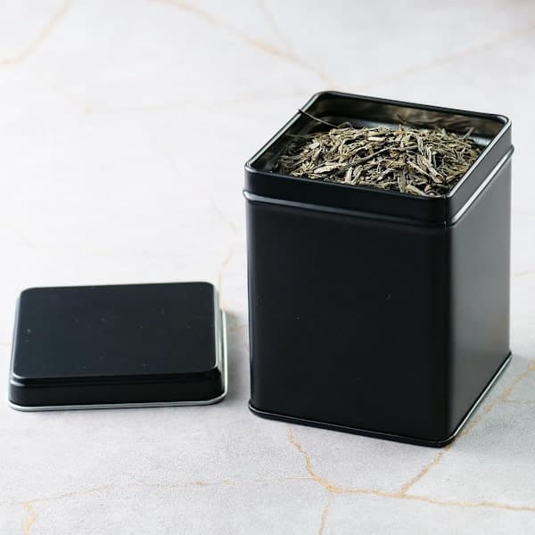 x Classic Square Storage Tin/Tea Caddy, STACKABLE, Aroma-Proof, Metal, | 9.2 x 7.8 x 7.8 cm (H,W,D) | Ideal as a Coffee or Spice Jar, Black