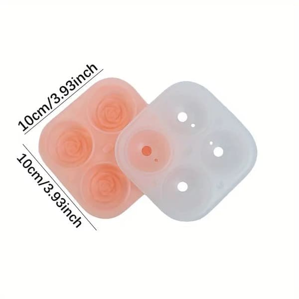 Ice Cube Tray with 4 Compartments - Rose-shaped, Multifunctional for Ice, Chocolate, Jelly Orange