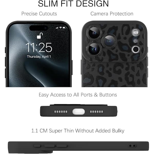 Kompatibel med iPhone 17 Pro Max Skal 2025 Leopardtryck Stötsäker Silikon