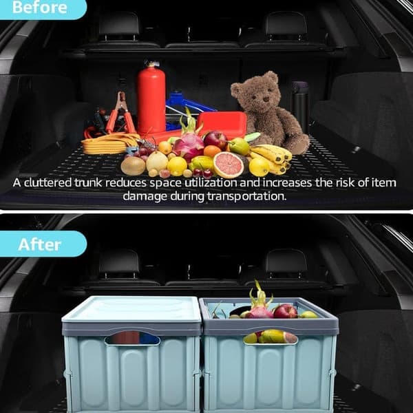 Storage Boxes Organizer - Stackable, Foldable Boxes with Lids - Storage Container Organizer_OF Blue S1 Blå S1
