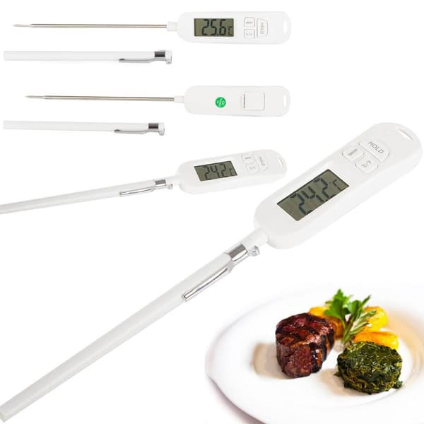 Stegetermometer | Madlavningstermometer med LCD Display hvid white