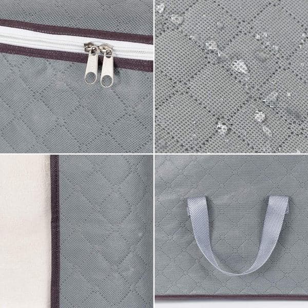 Three zippered storage bags, suitable for storing extra large duvets, pillows, bedspreads, bedding, clothes and blankets
