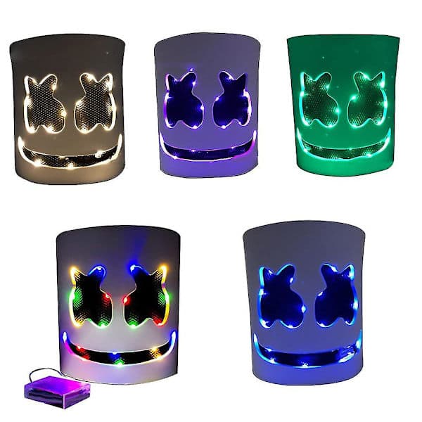 Marshmello LED-mask DJ Cosplay-hjelm selvlysende festkostyme