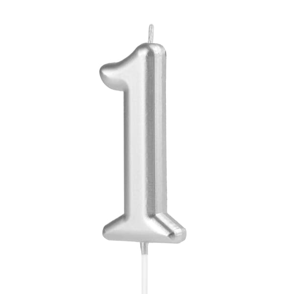Kagelys Ciffer 1 Sølv 10 cm silver