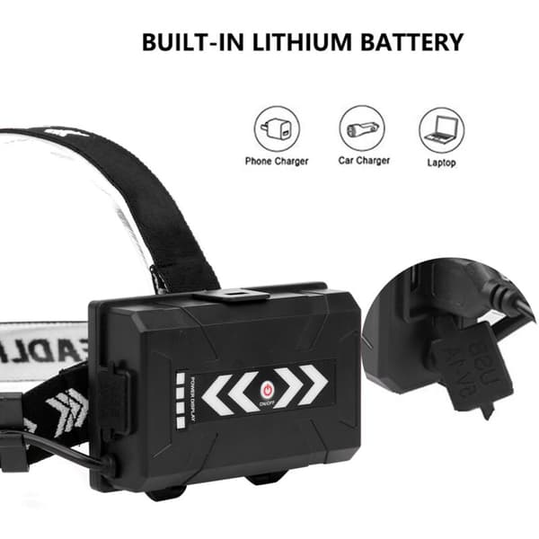 XHP90 Høy Lysstyrke Hodelykt Vanntett USB-lading Hodelykt for Camping Fiske, DUBUNS