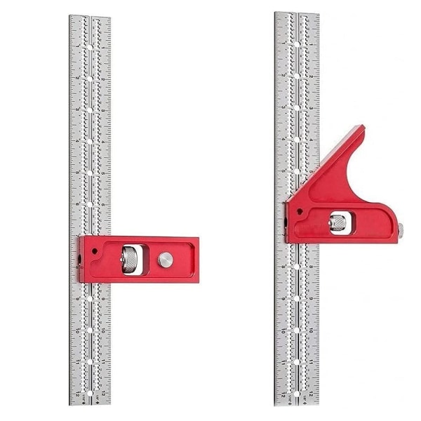 Combination and Double Square, Woodworking Plastic Calipers-Rafter Square Combination Square Tool Set, Woodworkers Edge Rule 12in and 12in