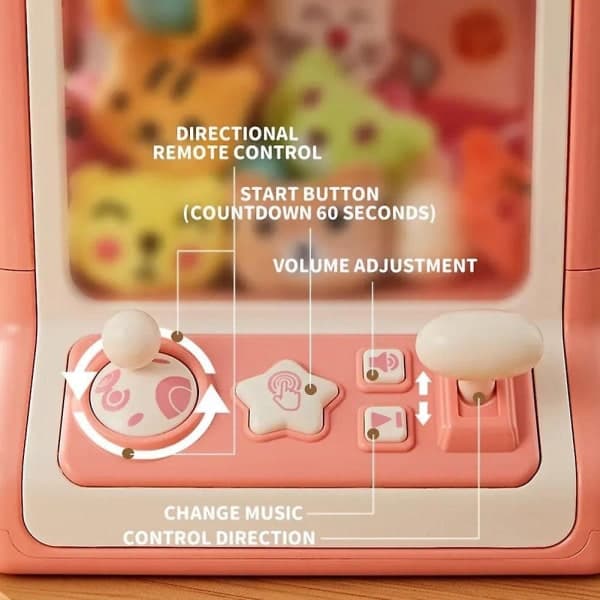 Automatic Claw Machine Toy with LED Lights, Music, and Cartoon Game FX