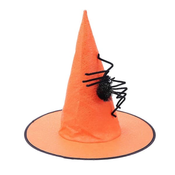 Trendy orange Halloweenhat til voksne, kegleformet, udklædningstilbehør, 1 sæt