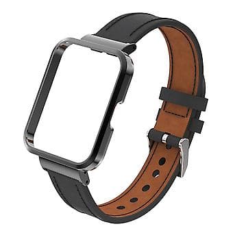 Læderrem til Xiaomi Redmi Watch 2 (Sort)
